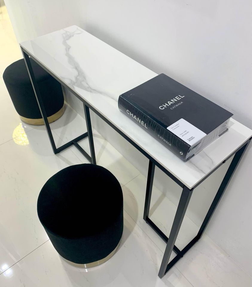Locksley Console Table, Marble and Black
