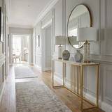 Nagambie white marble and gold sintered stone marble coffee table in a modern living room