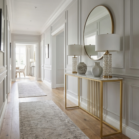 Nagambie white marble and gold sintered stone marble coffee table in a modern living room