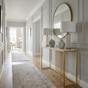 Nagambie white marble and gold sintered stone marble coffee table in a modern living room