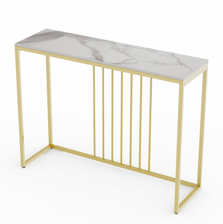 Nagambie Console Table, White Marble and Gold