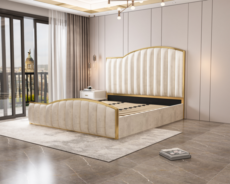 Starshine gas lift bed frame open showing generous hidden storage space — Allure Home Collections