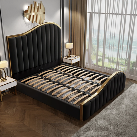 Star Shine Queen Velvet Bedframe with Storage
