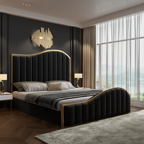 Star Shine Queen Velvet Bedframe with Storage