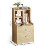 2x bedside table set light wood grain drawers metal slides bedroom furniture
