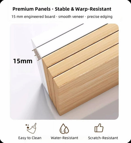 2x bedside table set wooden drawer natural white wood grain furniture