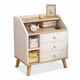2x bedside table set wood grain drawers curved design bedroom furniture