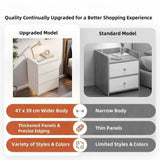 Modern Nightstand Warm White Triple Drawer Finger Pull Geometric Clean Lines