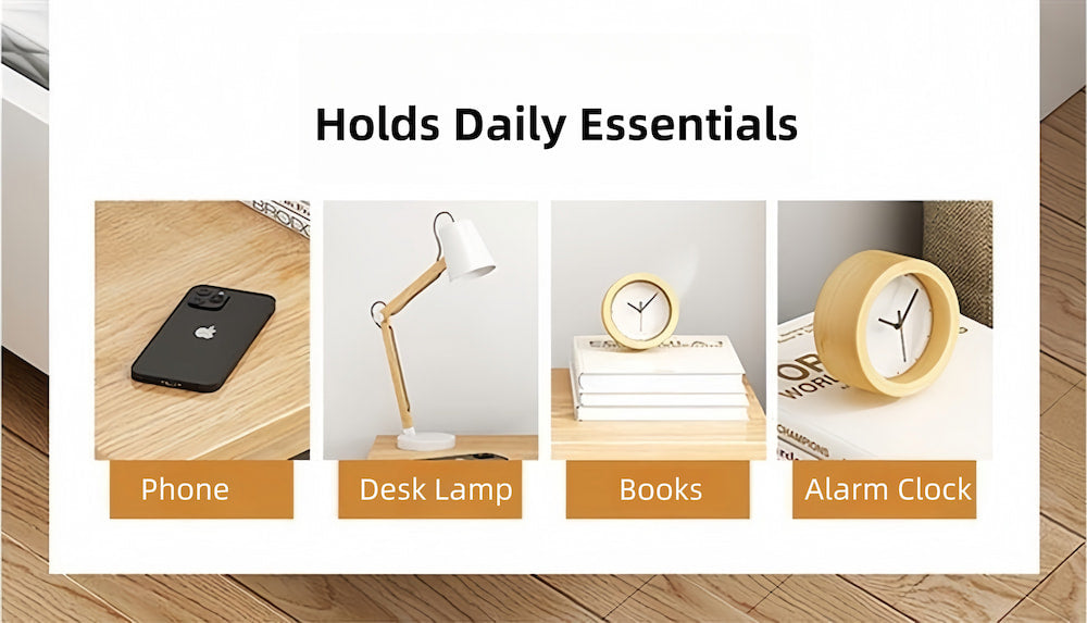 Modern Nightstand Warm White Triple Drawer Finger Pull Geometric Clean Lines