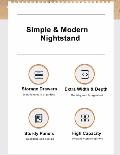2x bedside table set modern white oak wood drawer minimalist design