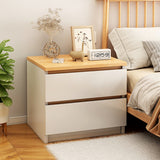 2x Bedside table pair oak wood grain drawers minimalist design furniture
