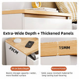 Modern Nightstand Wood Effect Top White Cabinet Triple Drawer Finger Pull Design