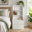 Terania Tall Bedside Table with 3 Shelves, Warm White