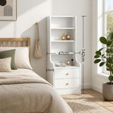 Terranora Tall Bookshelf Bedside Table, White