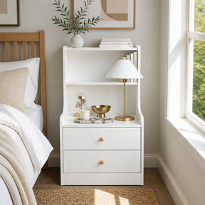 Tuntable Bedside Table with 2 Shelves, Warm White