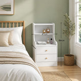 Tuntable Bedside Table with 2 Shelves, Warm White