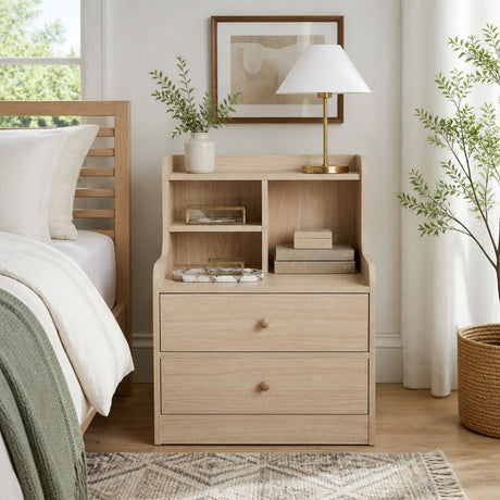 Myocum 2 Drawer Bedside Table, Natural