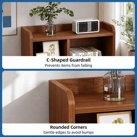 Eureka Curved Bedside Table, Reddish Brown