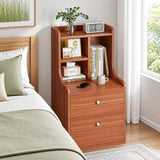 Eureka Curved Bedside Table, Reddish Brown