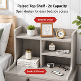 Eureka Curved Bedside Table, Light Grey