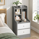 Eureka Curved Bedside Table, Light Grey