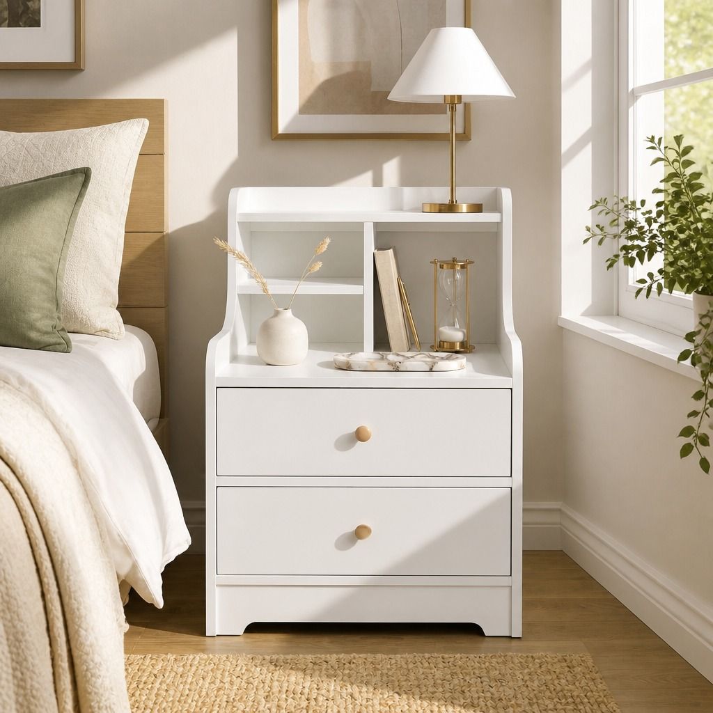 Bilambil 2 Drawer Bedside Table, White