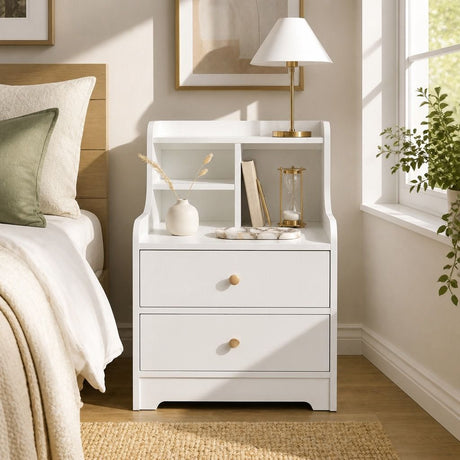 Bilambil 2 Drawer Bedside Table, White