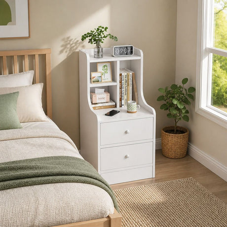 Bilambil 2 Drawer Bedside Table, White