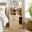 Keerrong Nordic Bedside Table with Open Shelf, Light Wood