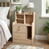 Keerrong Nordic Bedside Table with Open Shelf, Light Wood