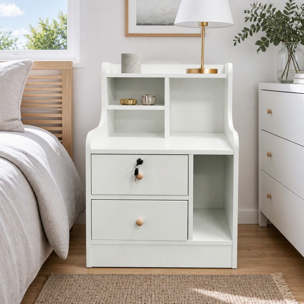 Coorabell 2 Drawer Bedside Table, White