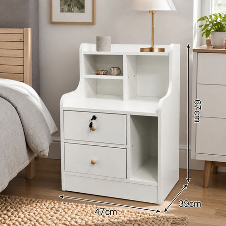 Coorabell 2 Drawer Bedside Table, White