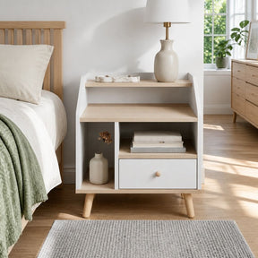 Tumbulgum Open Shelf Bedside Table, White