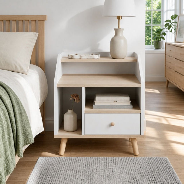 Tumbulgum Open Shelf Bedside Table, White