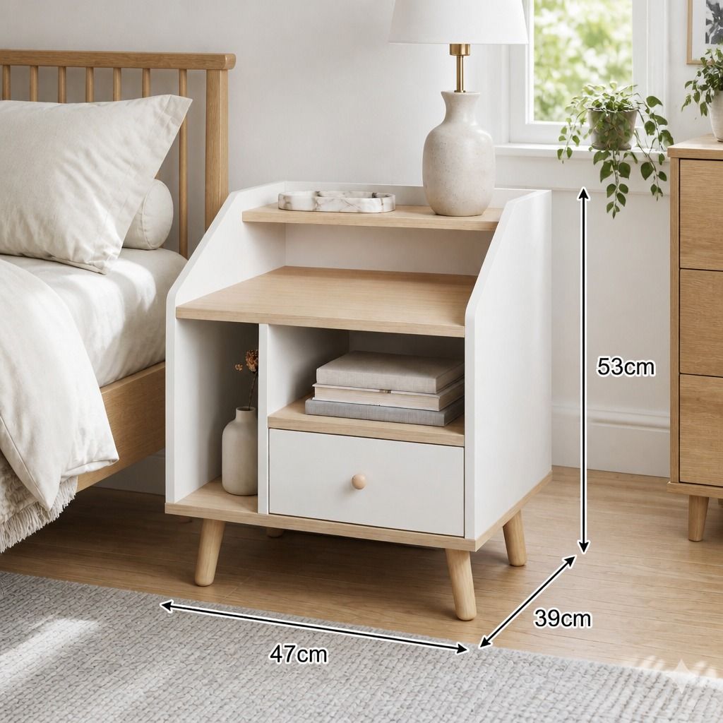 Tumbulgum Open Shelf Bedside Table, White