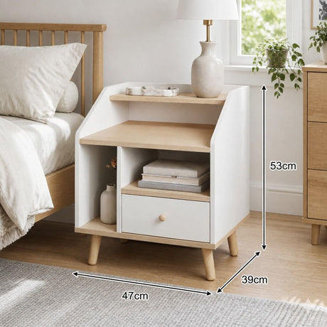 Tumbulgum Open Shelf Bedside Table, White