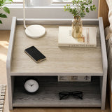 Tweed Heads Drawer Tray Bedside Table, Light Grey