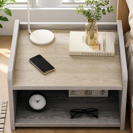 Tweed Heads Drawer Tray Bedside Table, Light Grey