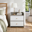 Goonellabah 2 Drawer Bedside Table, Grey and White