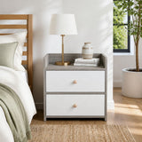 Goonellabah 2 Drawer Bedside Table, Grey and White