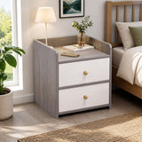 Goonellabah 2 Drawer Bedside Table, Grey and White