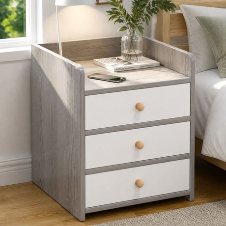 Ewingsdale 3 Drawer Bedside Table, Light Grey