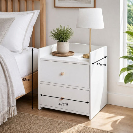 Fernleigh Minimalist Bedside Table, White