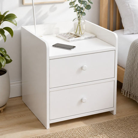 Fernleigh Minimalist Bedside Table, White