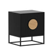 Rappville Fluted Bedside Table, Black