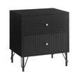 Larnook Wavy Fluted Bedside Table, Black