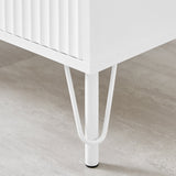 Lisa Wavy Fluted Bedside Table in White
