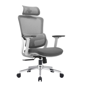 Kellerberrin grey fabric high back ergonomic office chair with 3D armrests in a home office