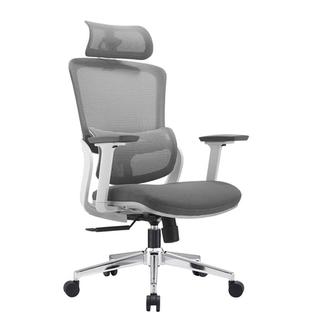 Elena High-Back Ergonomic Office Chair Grey Fabric with 3D Adjustable Armrests — Allure Home Collections