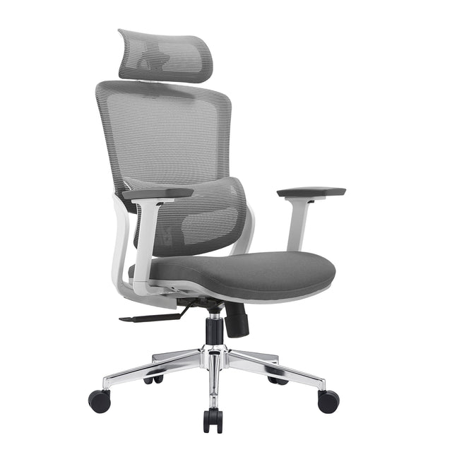 Elena High-Back Ergonomic Office Chair Grey Fabric with 3D Adjustable Armrests — Allure Home Collections